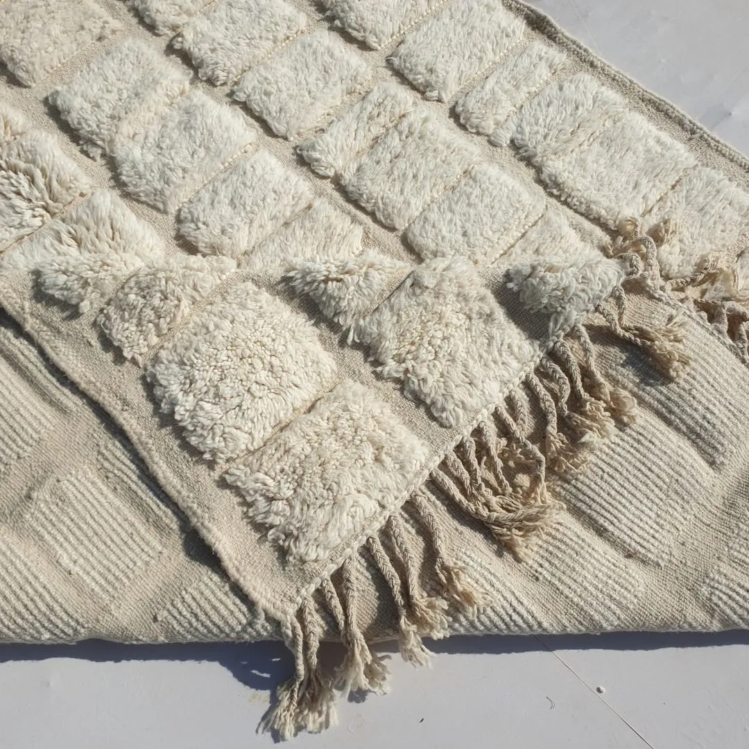 Haleeb | White Moroccan rug 6x9 Authentic Ultra Soft Beni Ourain | 6'66x9'64 Ft | 203x294 cm