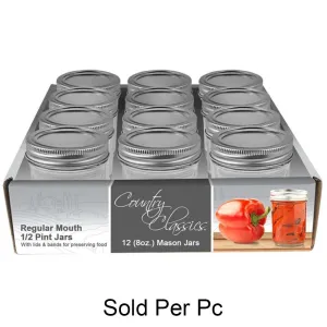 Half Pint Regular Mouth Glass Canning Jar, 8oz