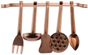 Hanging Copper Utensils, Set of Five