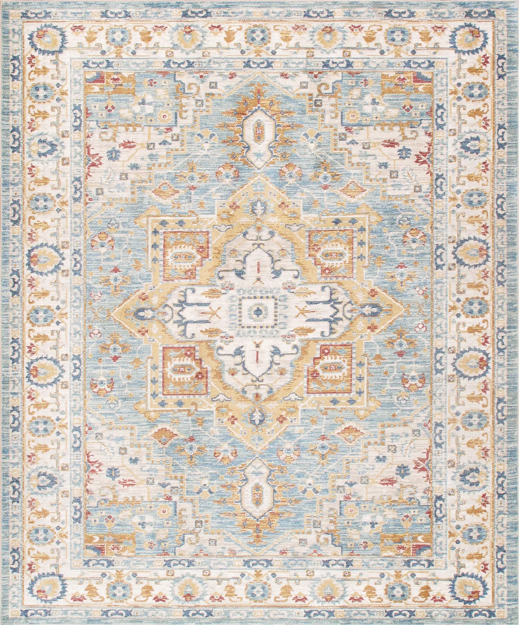 Heritage Design Power Loom L. Blue Area Rug- 5' 0" X  8' 0"