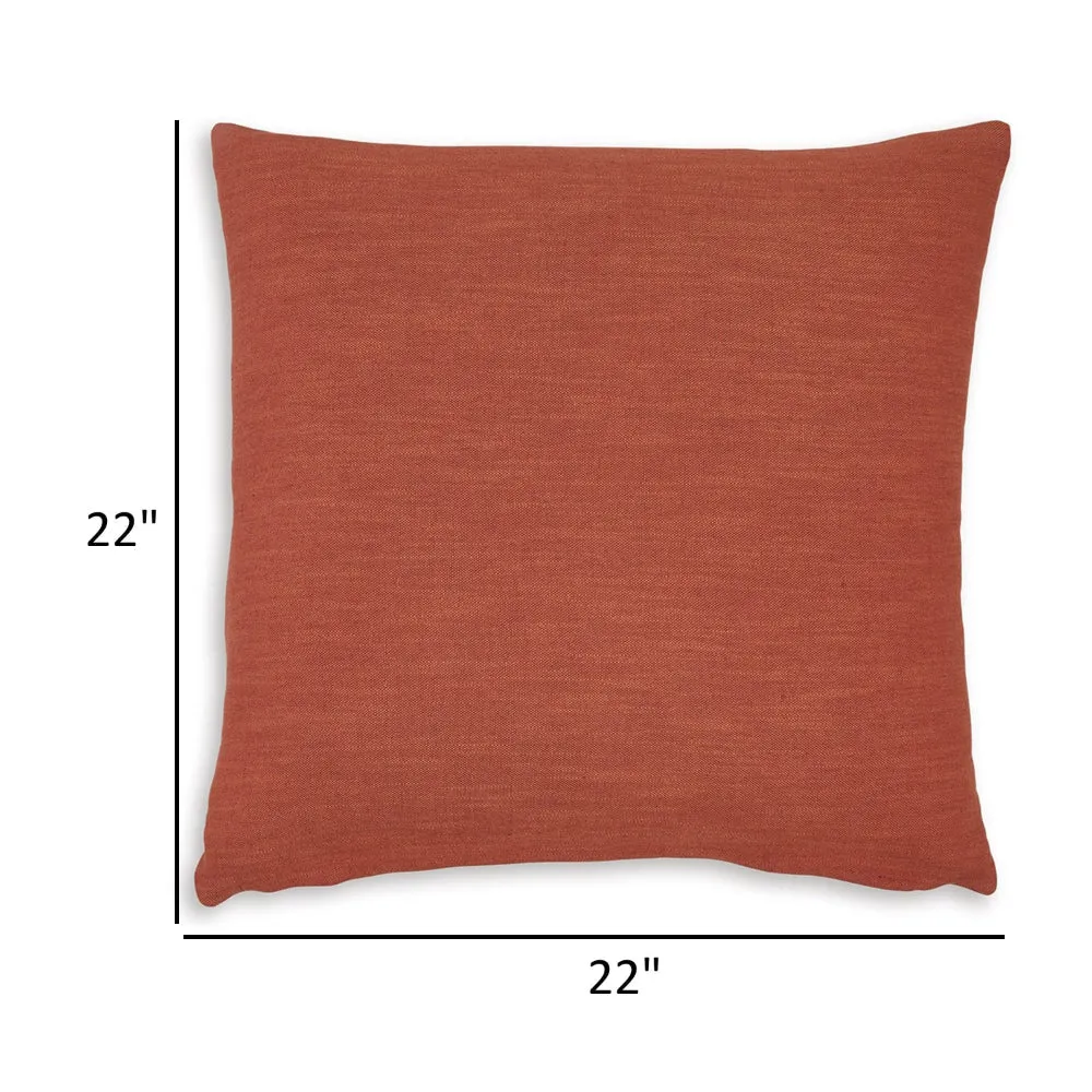 Ina 22 Inch Accent Throw Pillow Set of 4, Square, Rust Brown Cotton Linen By Casagear Home