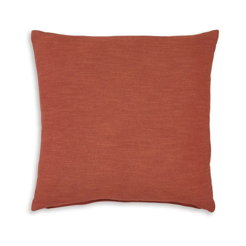 Ina 22 Inch Accent Throw Pillow Set of 4, Square, Rust Brown Cotton Linen By Casagear Home