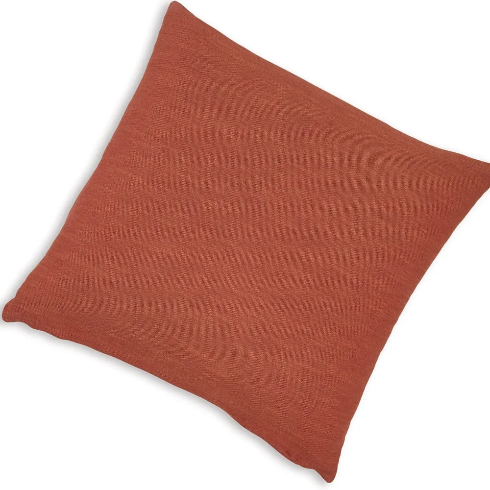 Ina 22 Inch Accent Throw Pillow Set of 4, Square, Rust Brown Cotton Linen By Casagear Home
