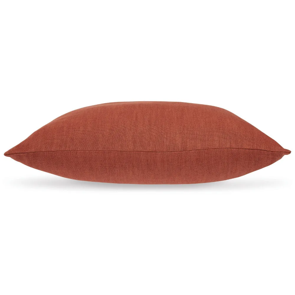 Ina 22 Inch Accent Throw Pillow Set of 4, Square, Rust Brown Cotton Linen By Casagear Home