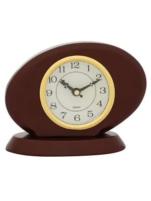 INDIANA CRAFT Designer Wooden Table Clock with Striking Movement (Size: 12.5 x 17 x 7.5 CM | Colour: Cola)