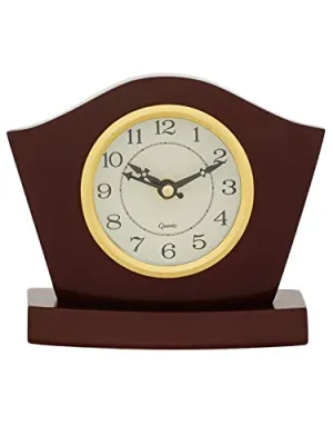 INDIANA CRAFT Elegant Wooden Case Analog Square Table Clock for Office Desk Study Room Home Decorations Gifts (Size: 14.5 x 6 x 13 CM | Weight: 350 Gram | Colour: Cola)