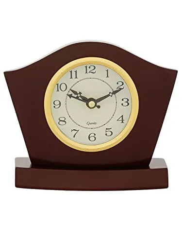 INDIANA CRAFT Elegant Wooden Case Analog Square Table Clock for Office Desk Study Room Home Decorations Gifts (Size: 14.5 x 6 x 13 CM | Weight: 350 Gram | Colour: Cola)