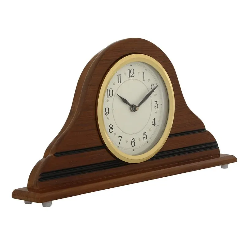 INDIANA CRAFT Horizontal Elegant Wooden Analog English Numbers Table Clock for Office Desk Study Room Home Decoration Gifts (Size: 40 x 6 x 20.5 CM | Weight: 940 Gram | Colour: Brown)