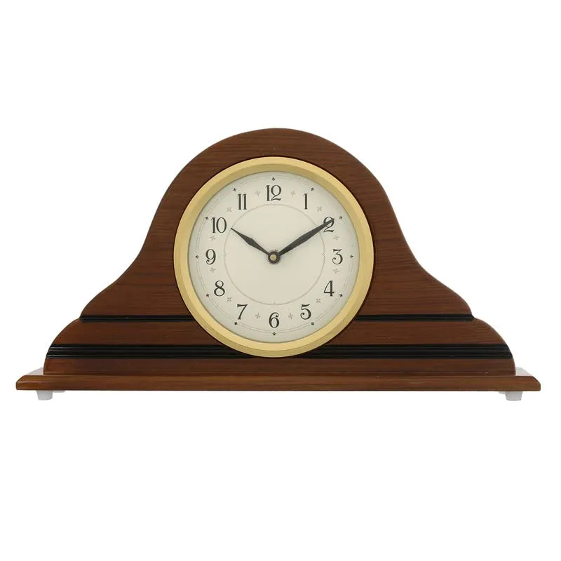 INDIANA CRAFT Horizontal Elegant Wooden Analog English Numbers Table Clock for Office Desk Study Room Home Decoration Gifts (Size: 40 x 6 x 20.5 CM | Weight: 940 Gram | Colour: Brown)