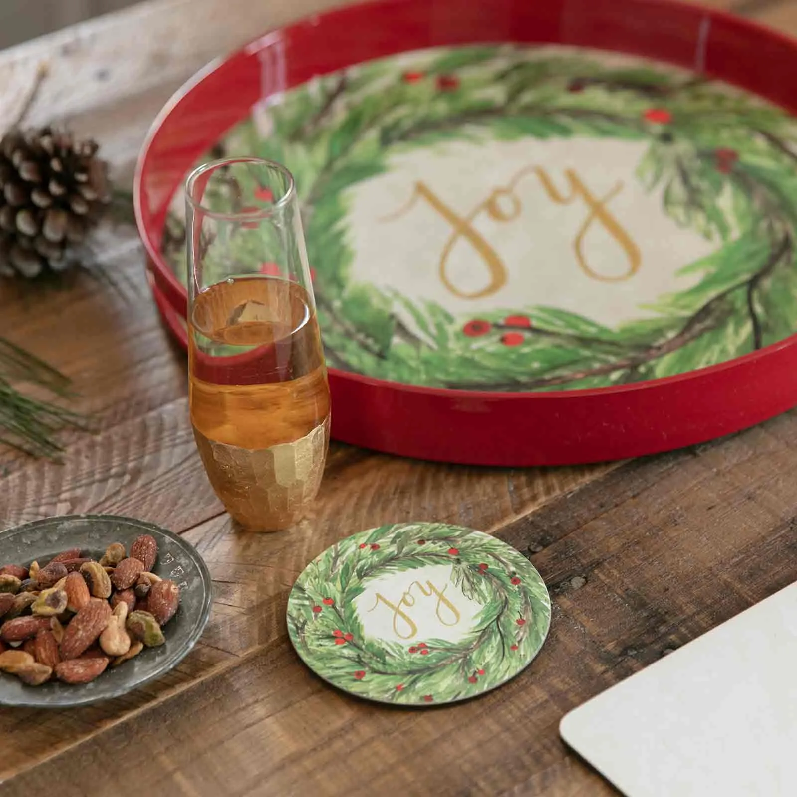 Joy Round Art Coasters - Set of 4