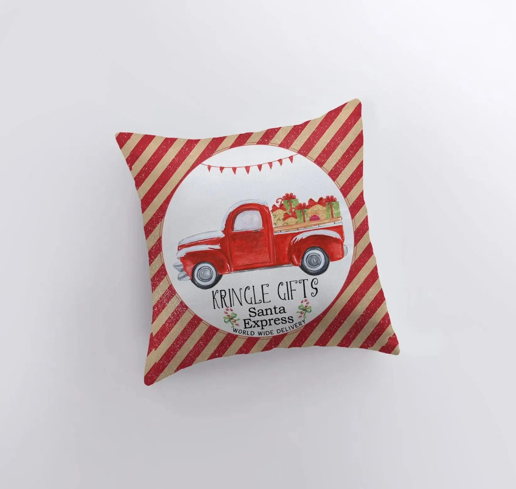 Kringle Gifts | Red Christmas Truck | Pillow Cover | Christmas Decor | Throw Pillow | Home Decor | Primitive Decor | Primitive Christmas Decor