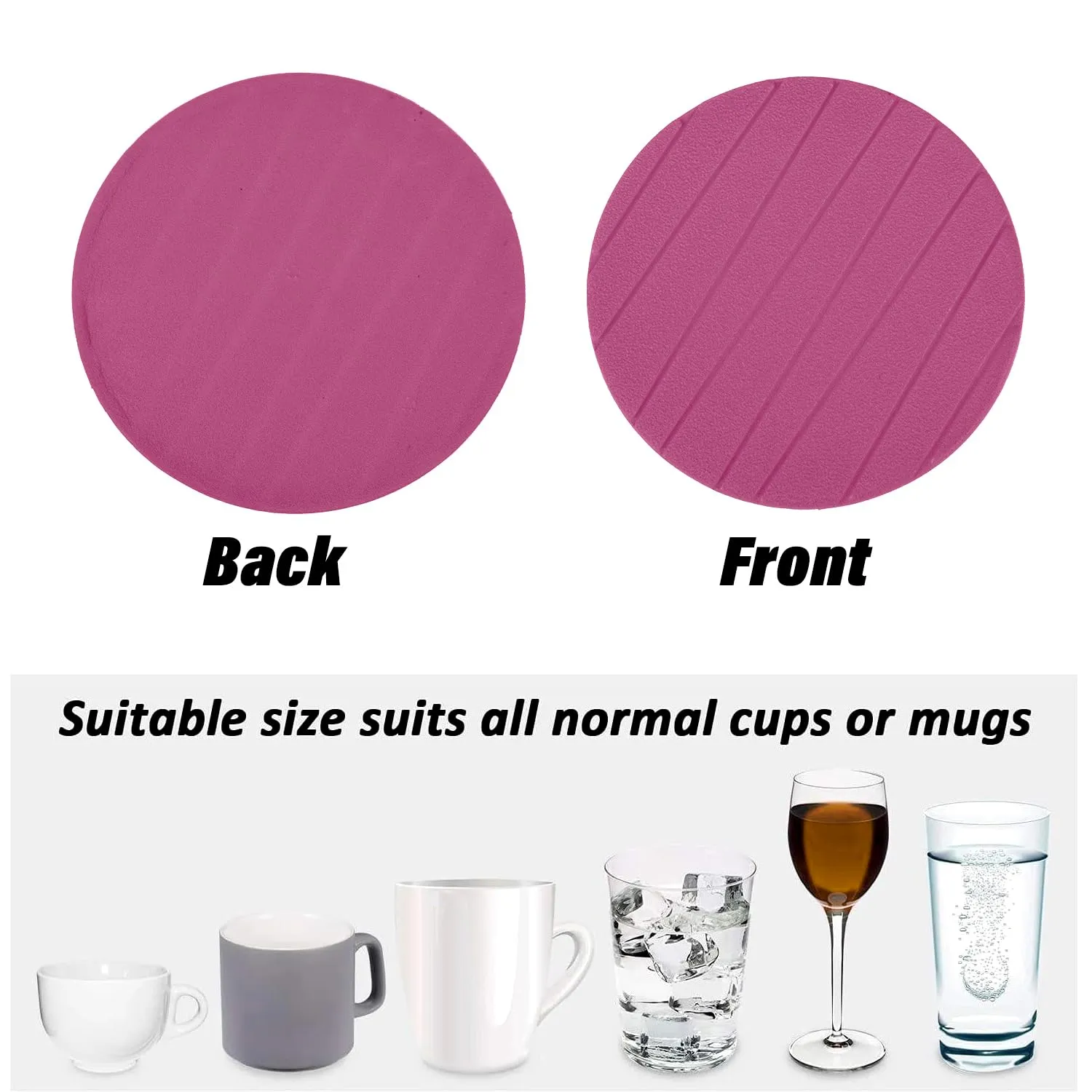 Kuber Industries Coaster | Round Drink Coasters | Foam Tea Coasters for Kitchen | Coasters for Dining Table | Office Desk Coasters | Lining Round Coaster | 6 Piece Set | Pink