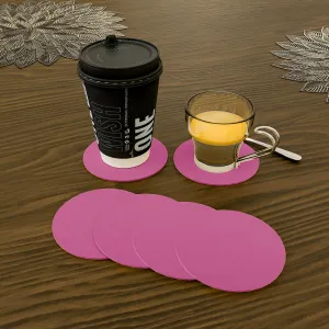 Kuber Industries Coaster | Round Drink Coasters | Foam Tea Coasters for Kitchen | Coasters for Dining Table | Office Desk Coasters | Lining Round Coaster | 6 Piece Set | Pink