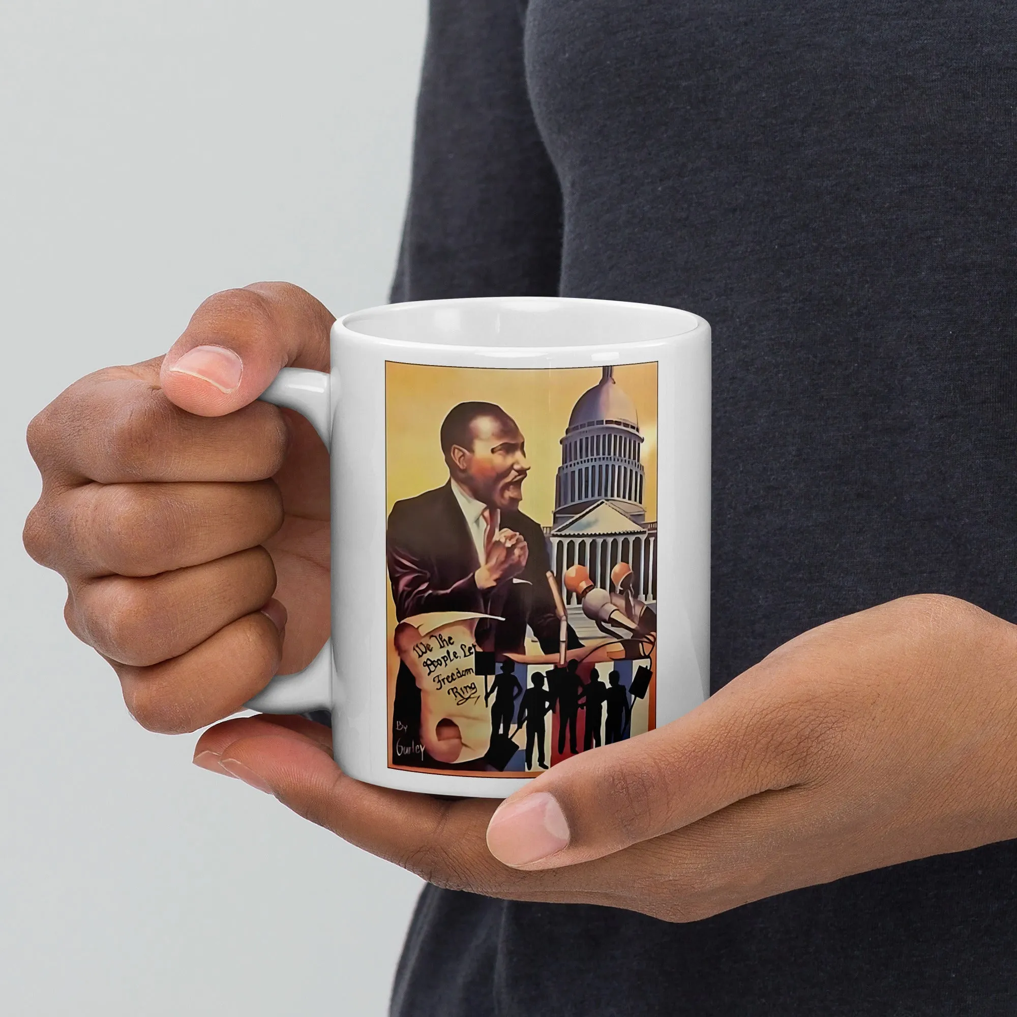 Let Freedom Ring Ceramic Mug / Coffee or Tea Cup / Black Art / African American Art / Martin Luther King Jr. / MLK / Positive Black Images