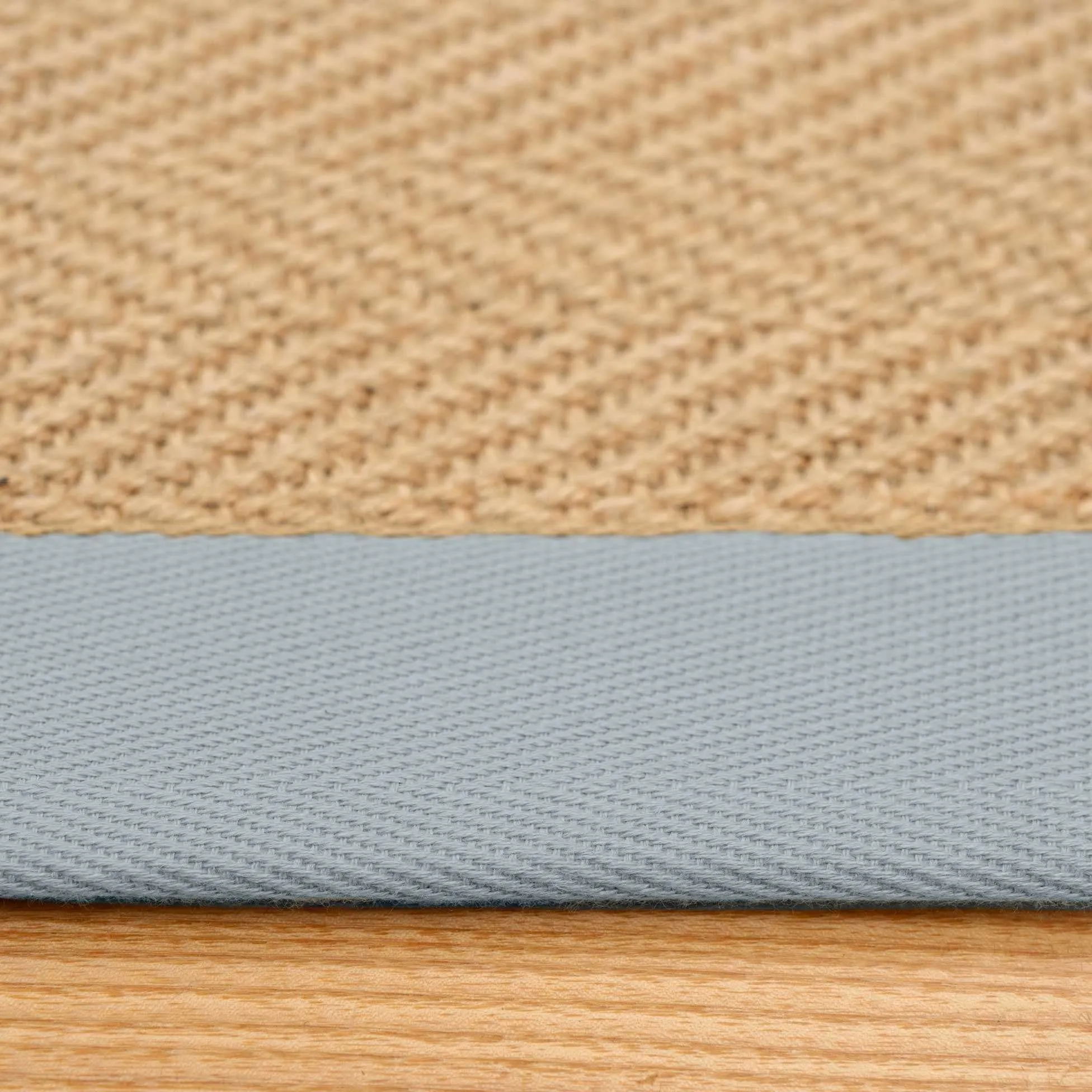 Light Blue Cotton Border Natural Jute Area Rug