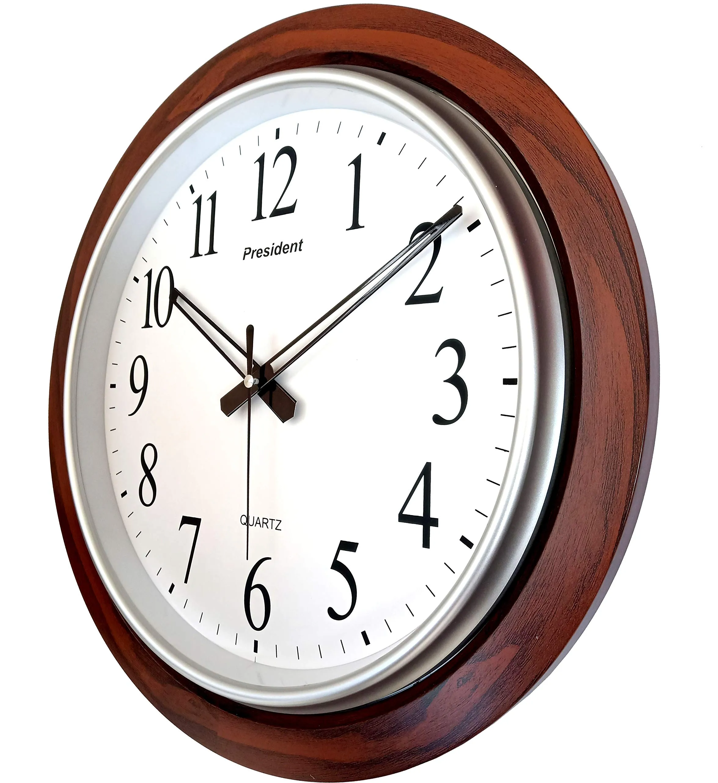 LYONIC President Quartz Big Size Royal Look Wall Clock for Hall,Home,Office, (42 X 42 X 4 Cm Color - Dark Wood) Made in India, Analog, Brown