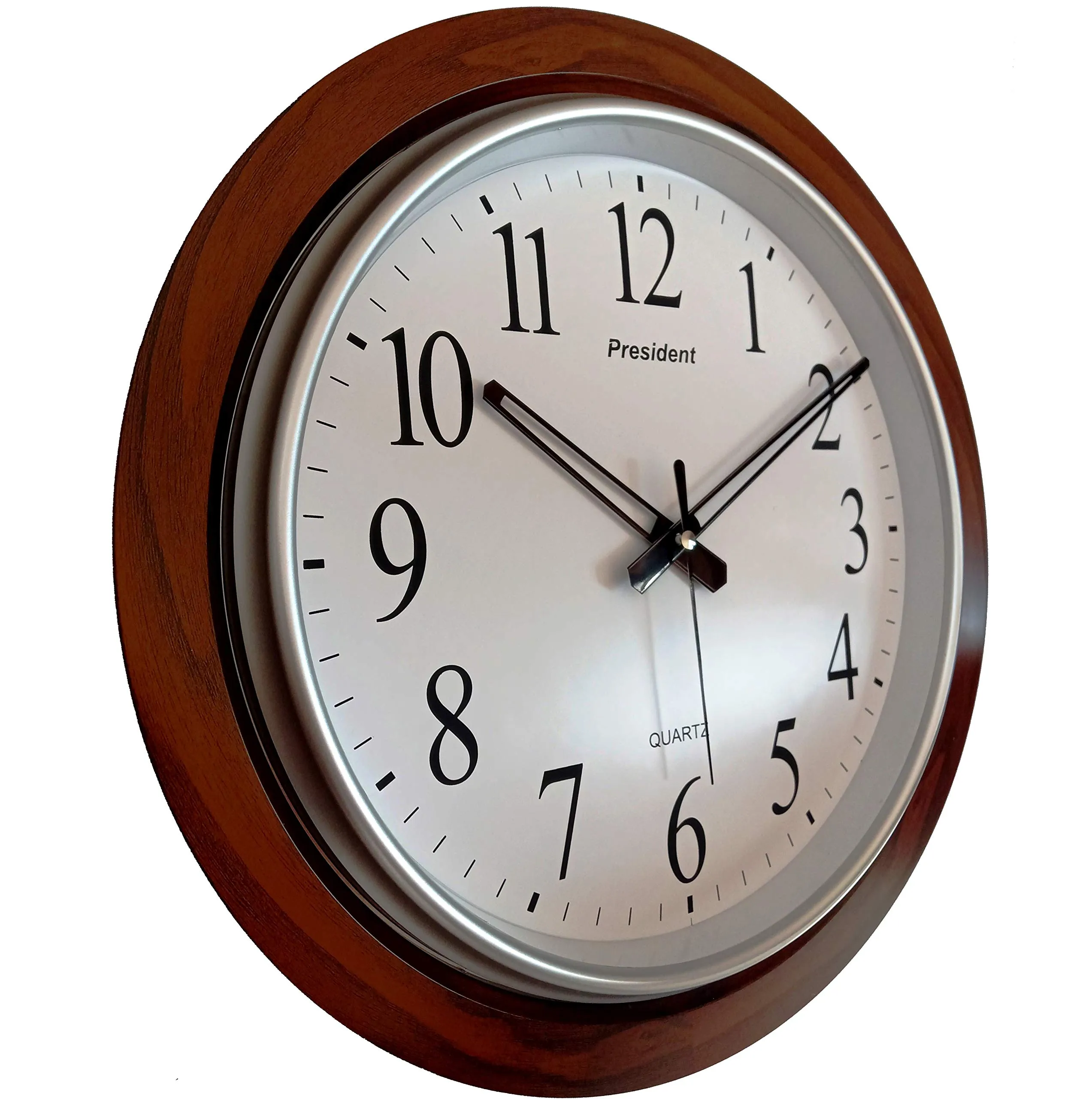 LYONIC President Quartz Big Size Royal Look Wall Clock for Hall,Home,Office, (42 X 42 X 4 Cm Color - Dark Wood) Made in India, Analog, Brown