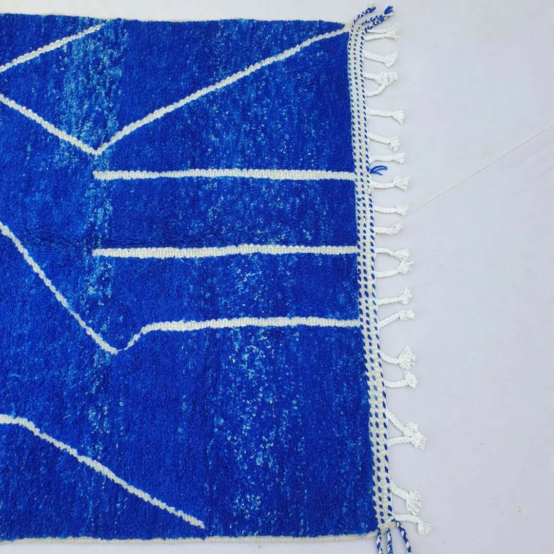 Majorel | Cobalt Blue 5x8 Moroccan Rug Soft Authentic Beni Ourain | 5'41x8'30 Ft | 165x253 cm