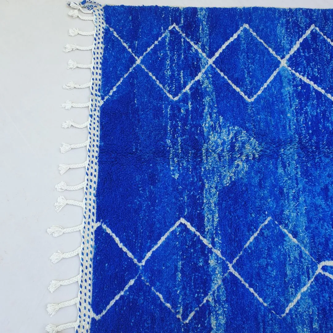 Majorel | Cobalt Blue 5x8 Moroccan Rug Soft Authentic Beni Ourain | 5'41x8'30 Ft | 165x253 cm