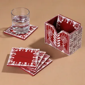 Mandana Art Handpainted Paper Mache Coasters (Set of 6)