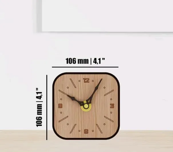 MeeCraft Antique Vintage Style Laser Cut Wooden Table Clock for Desk and Office Table. 10.6x5x10.6 cm, Vintage Style Wooden Desk Clock, Small, Brown