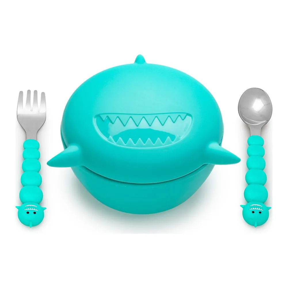 Melii Silicone Animal Suction Bowl with Lid and Utensils
