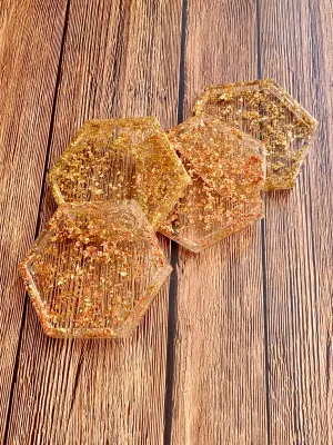 Mixed Gold Leaf Drink Coasters