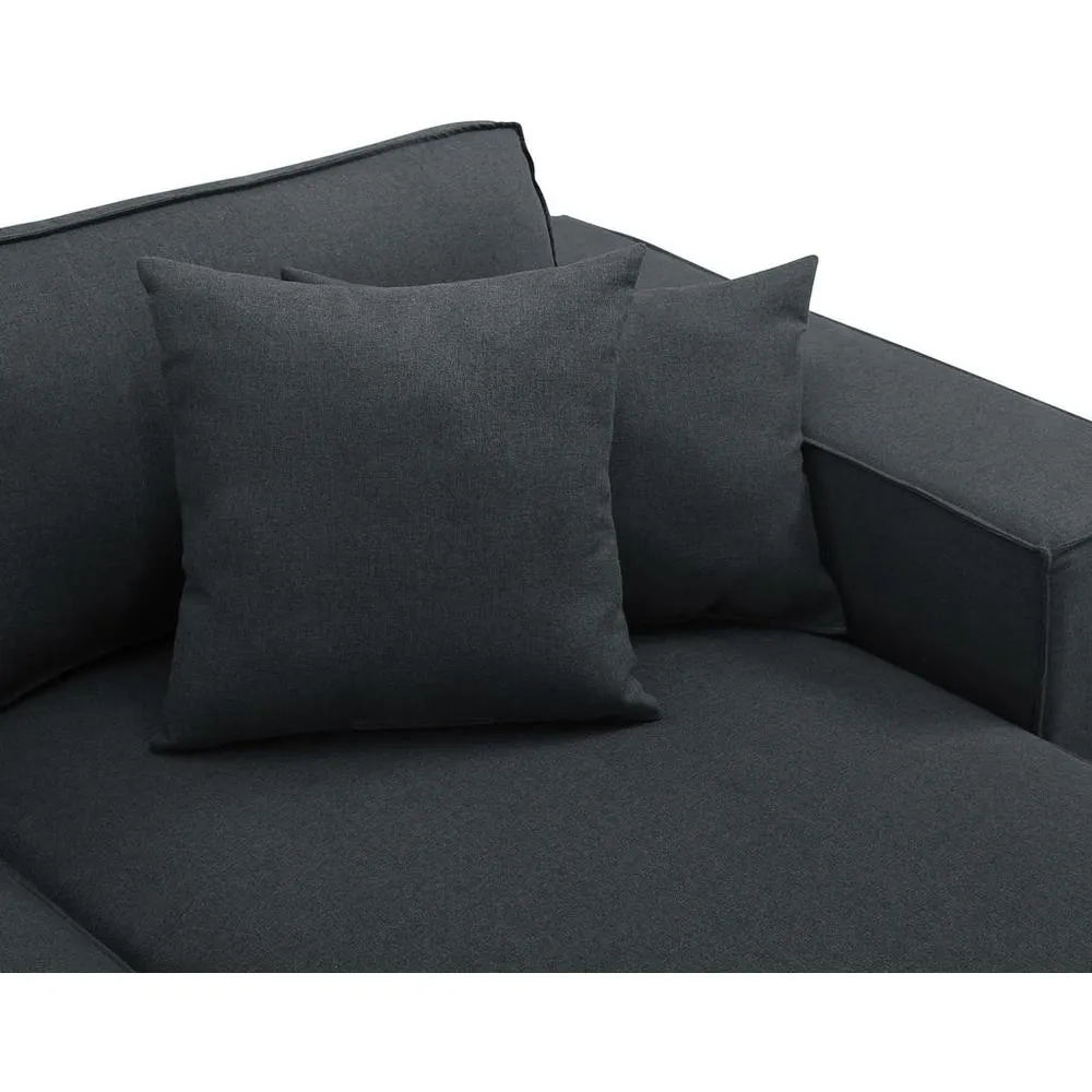 Modern Trendy European Dark Gray Linen Sofa in Dark Gray Linen