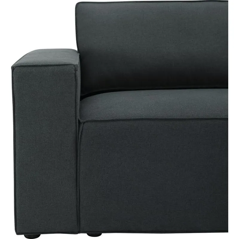 Modern Trendy European Dark Gray Linen Sofa in Dark Gray Linen