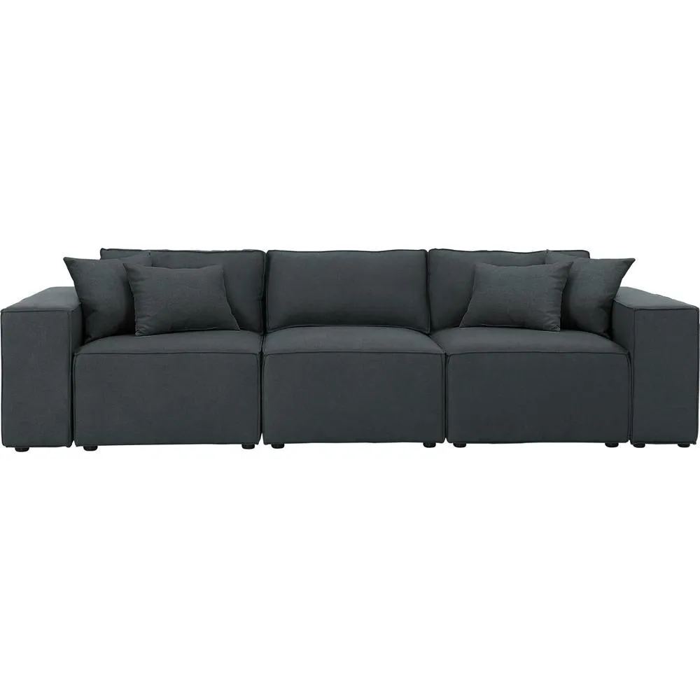 Modern Trendy European Dark Gray Linen Sofa in Dark Gray Linen