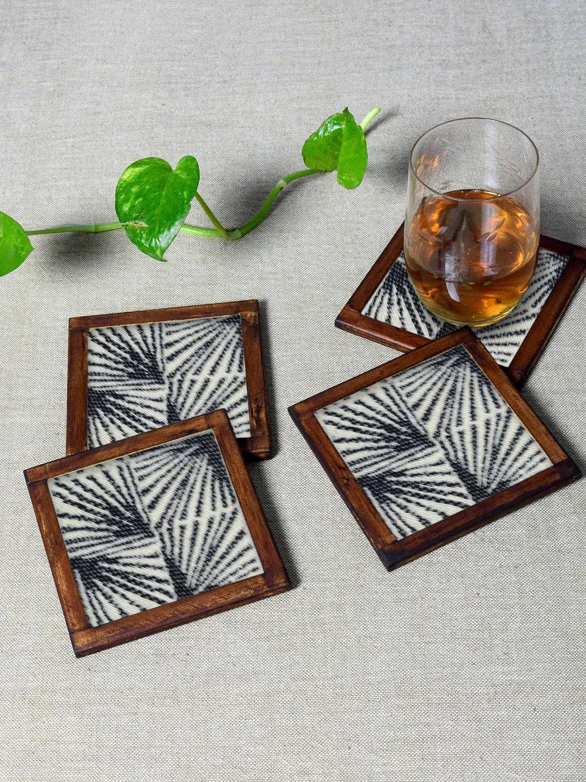 Monochrome Elegance Cotton Coaster