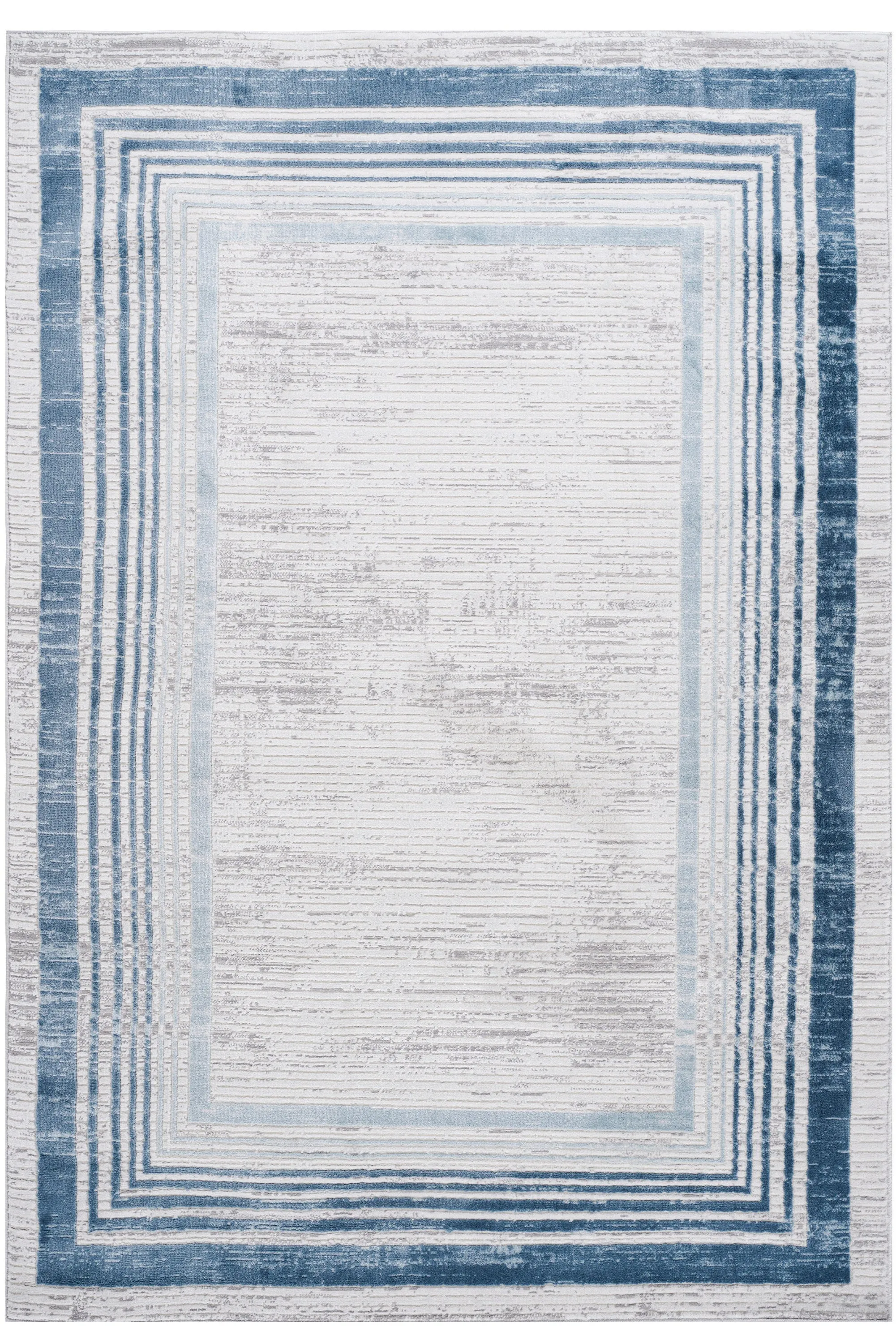 NAAR MARFI Collection 2X3 Blue/Ivory/Bordered Non-Shedding Living Room Bedroom Dining Home Office Stylish and Stain Resistant Area Rug