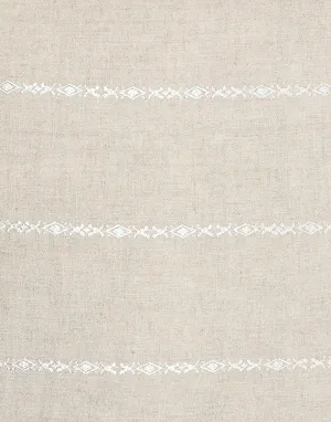 Natural Beige & White Embr Stripes Linen Pillow