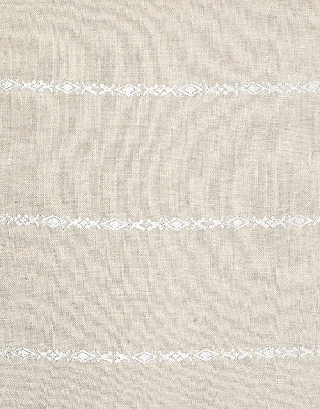 Natural Beige & White Embr Stripes Linen Pillow