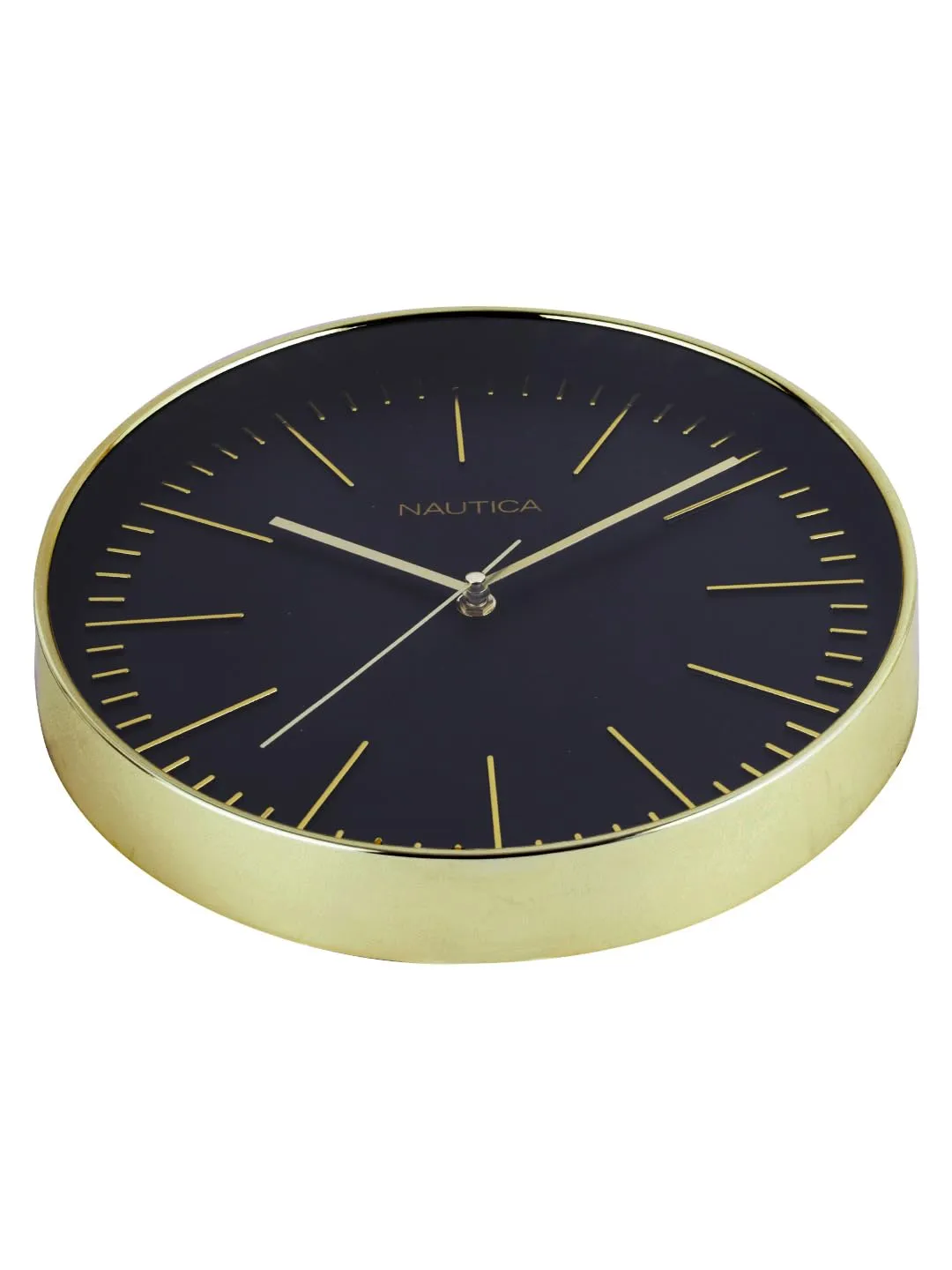 Nautica I 12 Inch I Modern Wall Clock with Silent Sweep Moment I 1Pc Wall Clock I Large Wall Clock for Living Room L Designer Wall Clock L Abs 3D Glossy Rim I Glossy Black-Gold - Analog