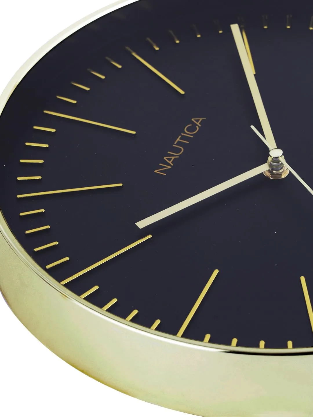 Nautica I 12 Inch I Modern Wall Clock with Silent Sweep Moment I 1Pc Wall Clock I Large Wall Clock for Living Room L Designer Wall Clock L Abs 3D Glossy Rim I Glossy Black-Gold - Analog