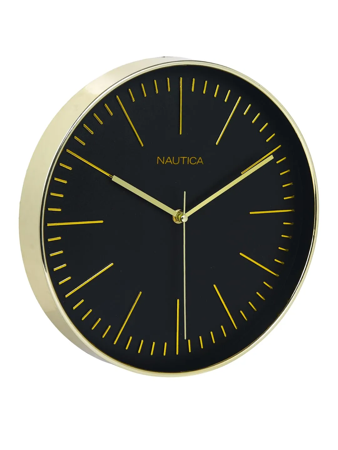 Nautica I 12 Inch I Modern Wall Clock with Silent Sweep Moment I 1Pc Wall Clock I Large Wall Clock for Living Room L Designer Wall Clock L Abs 3D Glossy Rim I Glossy Black-Gold - Analog