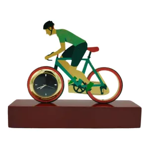 NXZ Desk & Shelf Clock Multicolor Men Riding Cycle, Desk Clock for Home & Office Decor