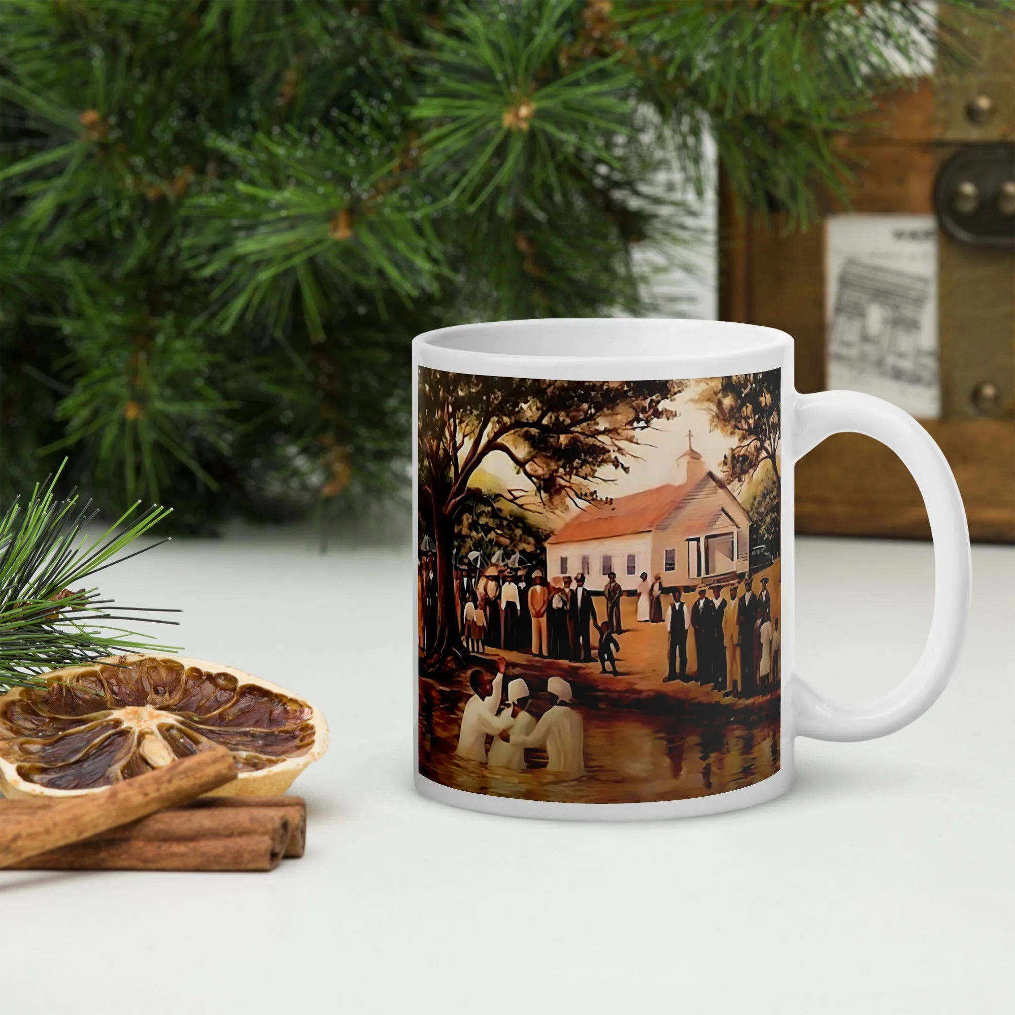 Old Fashioned Baptism Ceramic Mug / Coffee or Tea Cup / Black Art / African American Art / Religious Art / Black Church / Positive Black Images