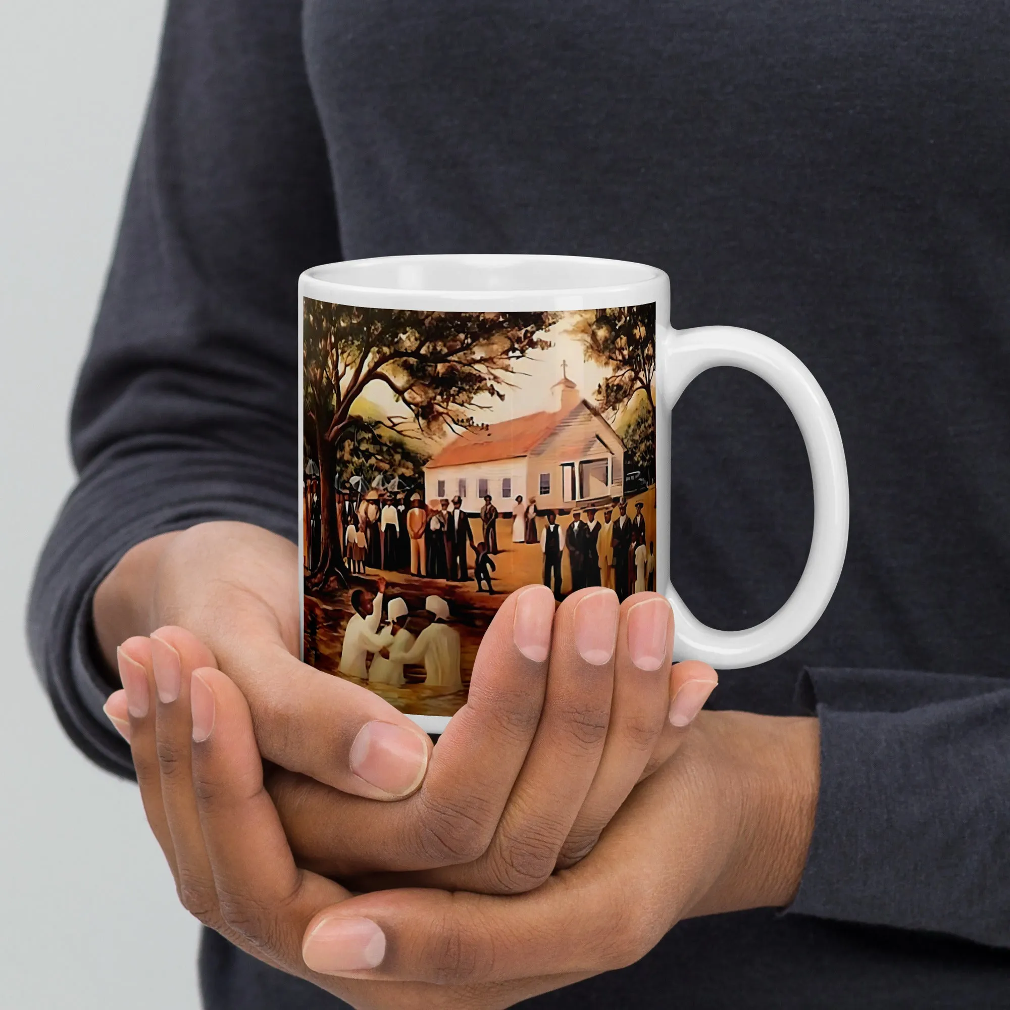 Old Fashioned Baptism Ceramic Mug / Coffee or Tea Cup / Black Art / African American Art / Religious Art / Black Church / Positive Black Images
