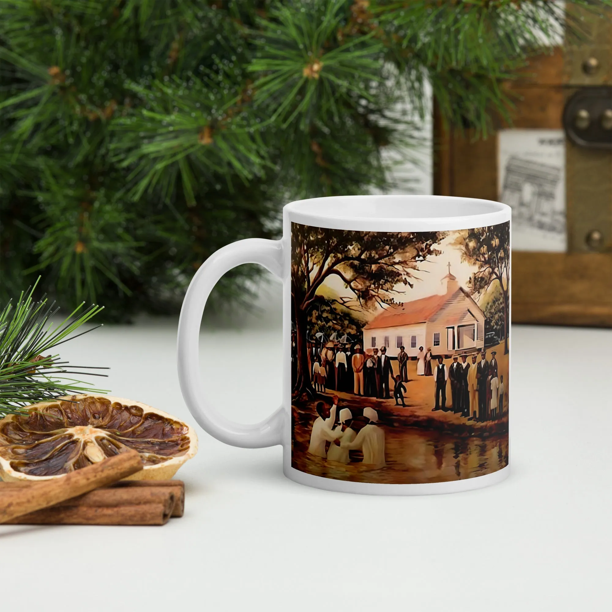 Old Fashioned Baptism Ceramic Mug / Coffee or Tea Cup / Black Art / African American Art / Religious Art / Black Church / Positive Black Images