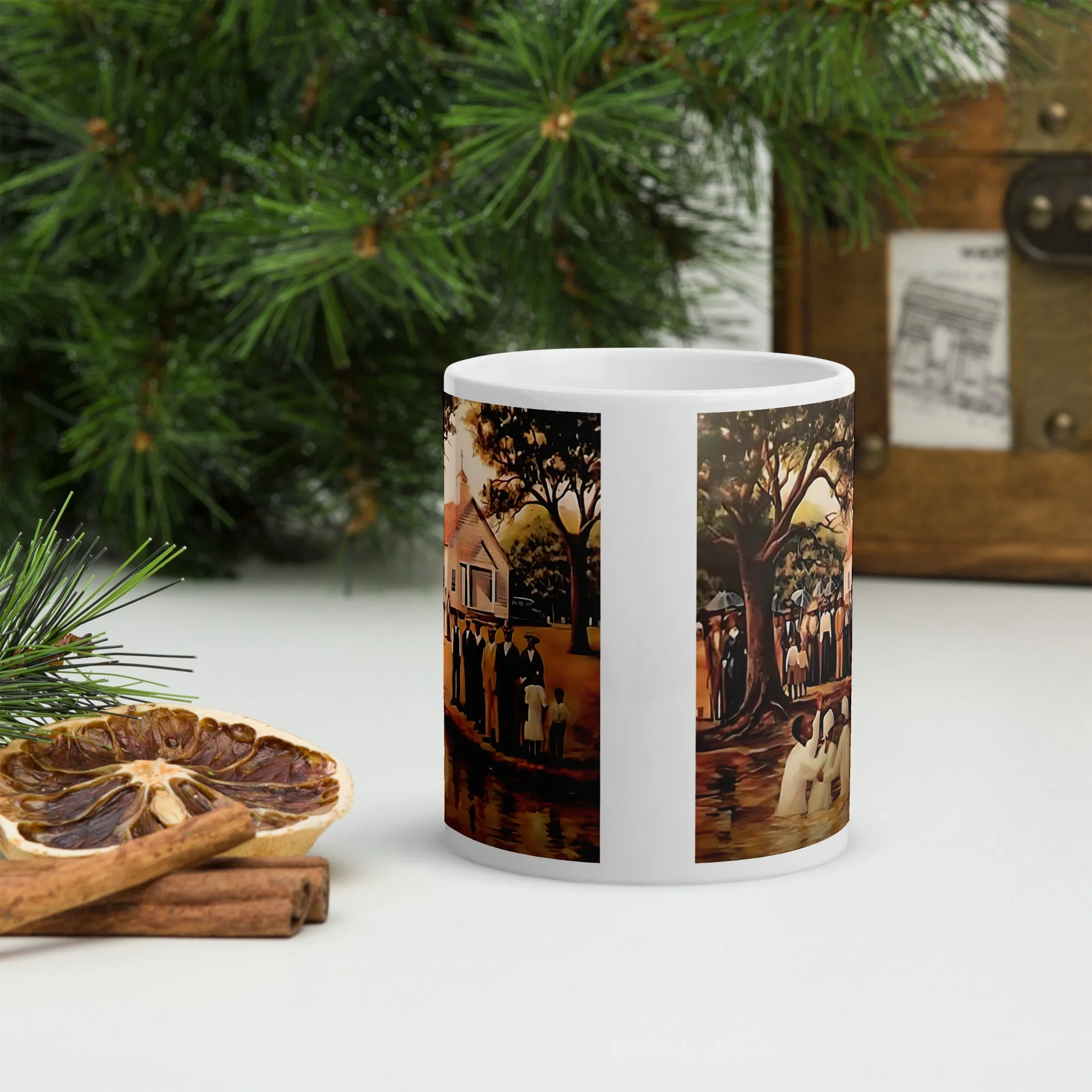 Old Fashioned Baptism Ceramic Mug / Coffee or Tea Cup / Black Art / African American Art / Religious Art / Black Church / Positive Black Images