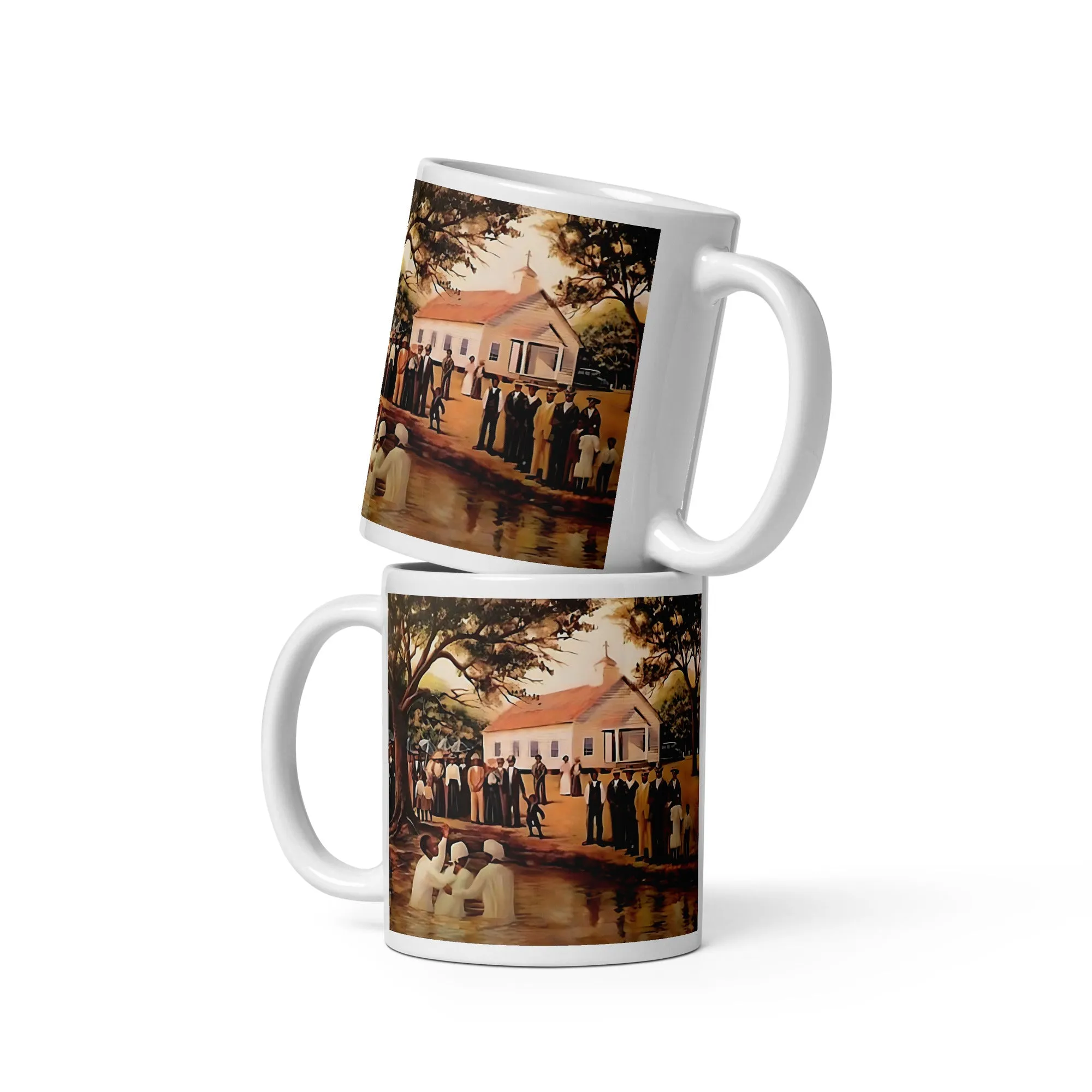 Old Fashioned Baptism Ceramic Mug / Coffee or Tea Cup / Black Art / African American Art / Religious Art / Black Church / Positive Black Images