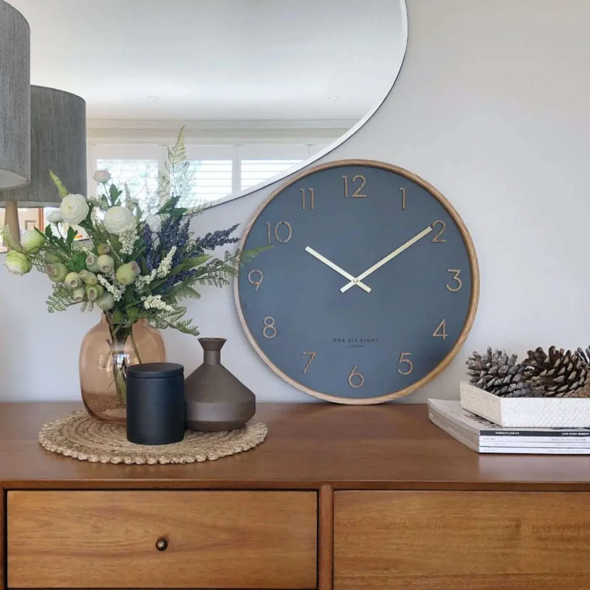 One Six Eight London Scarlett Wall Clock Charcoal 35cm