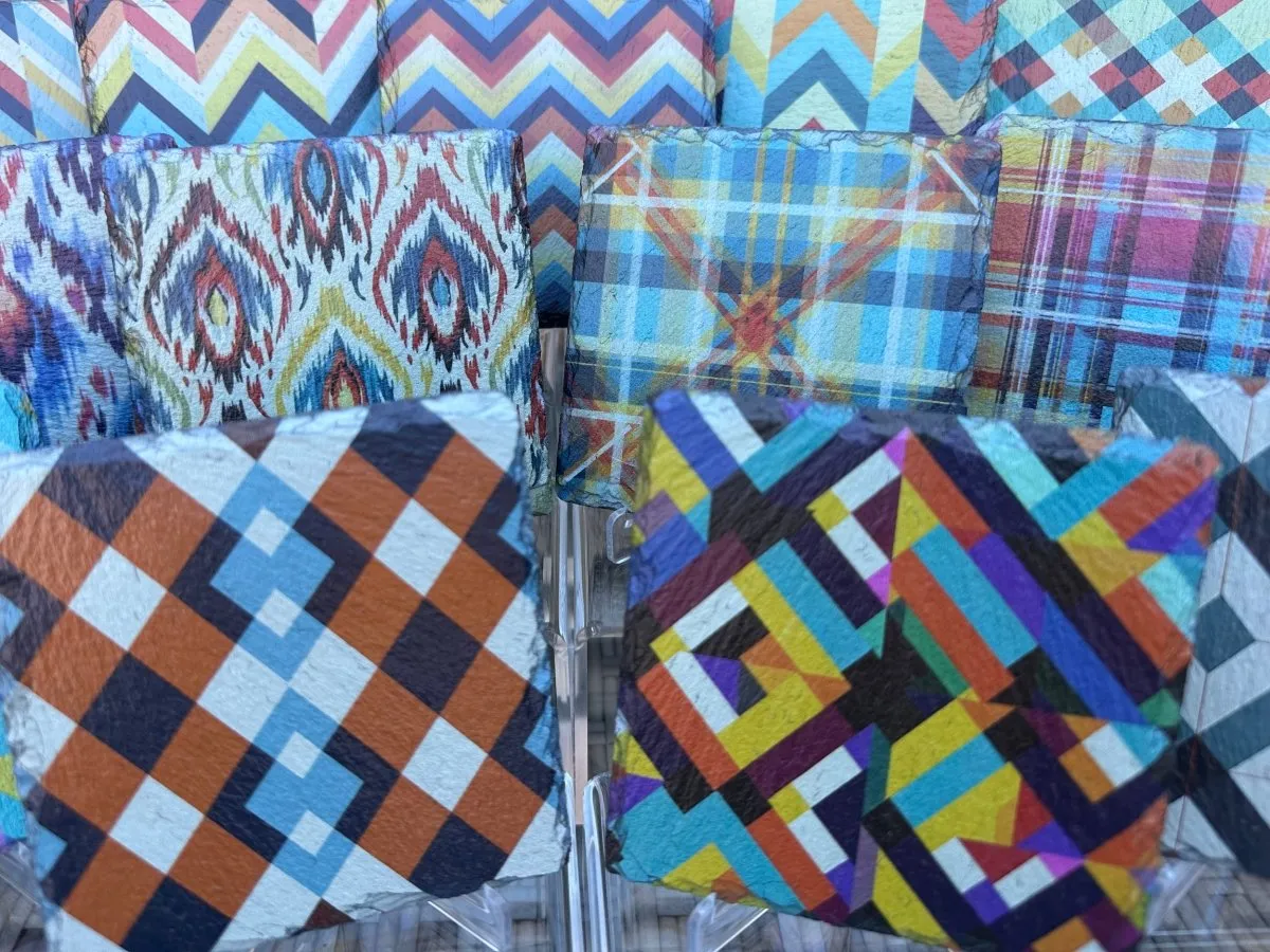 Pattern Slate Coasters - Argyle #1