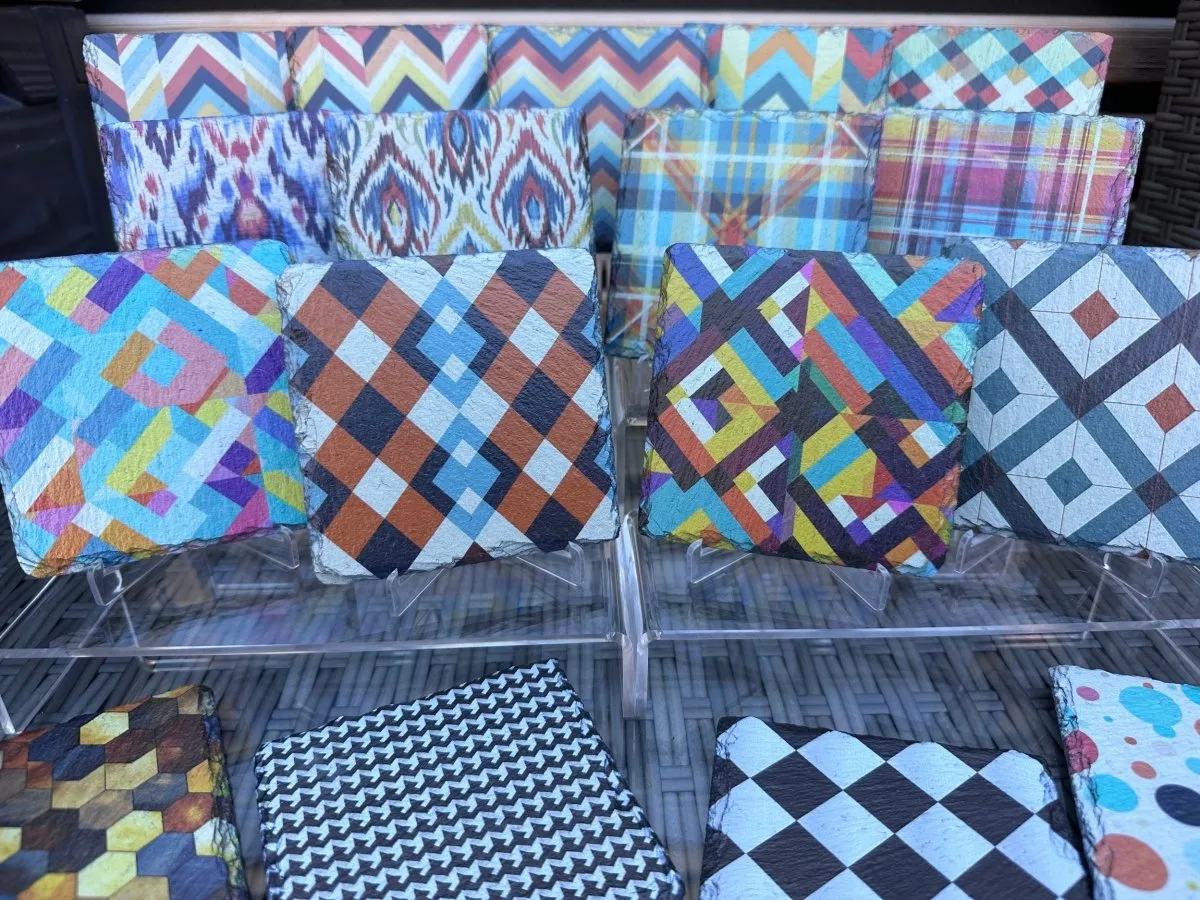 Pattern Slate Coasters - Argyle #1