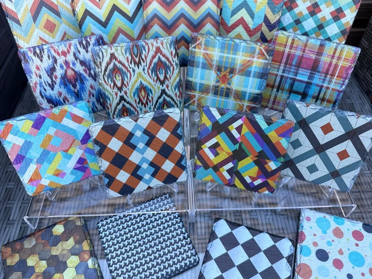 Pattern Slate Coasters - Argyle #2