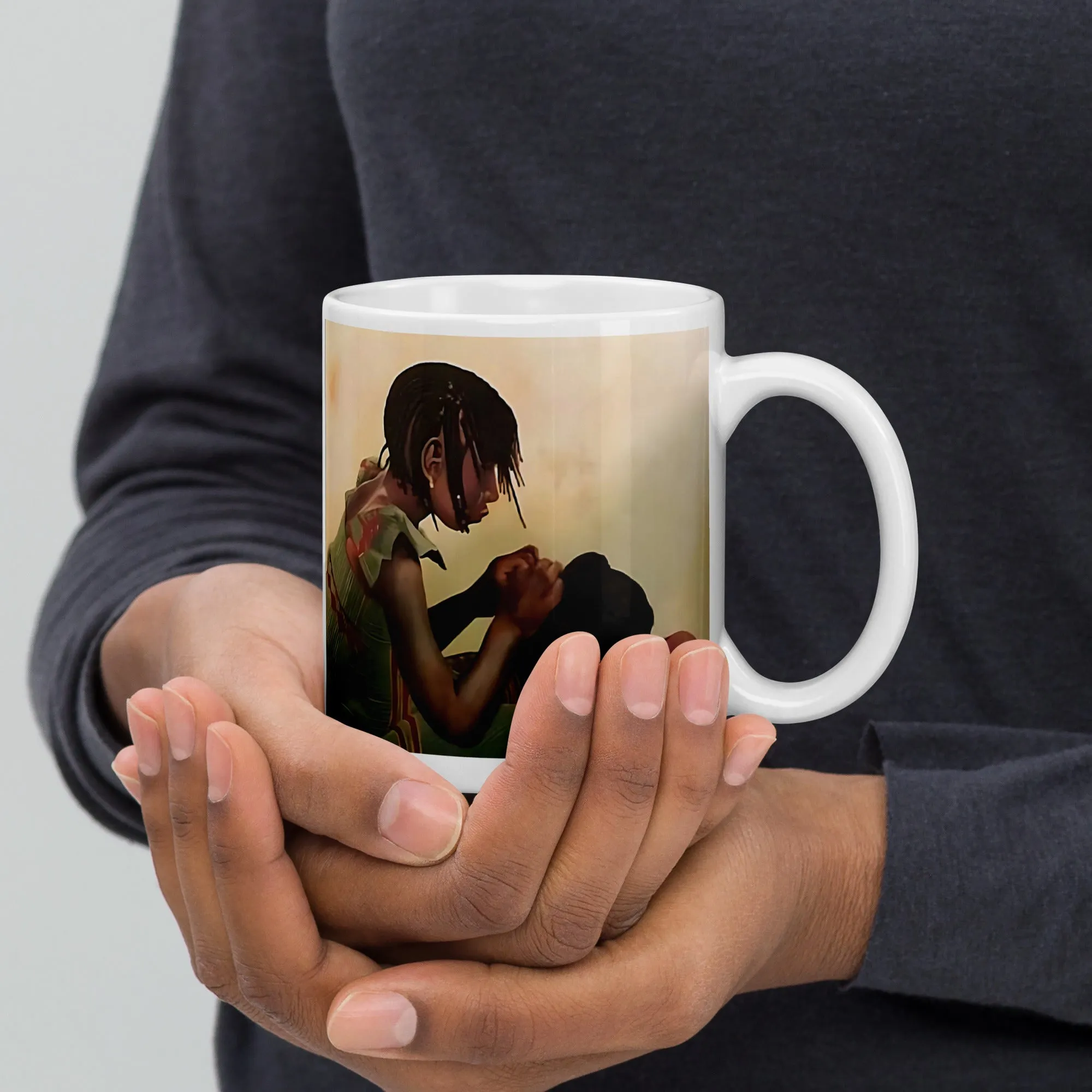 Personal Touch Ceramic Mug / Coffee or Tea Cup / Black Art / African American Art / Black Hair / Braiding / Positive Black Images