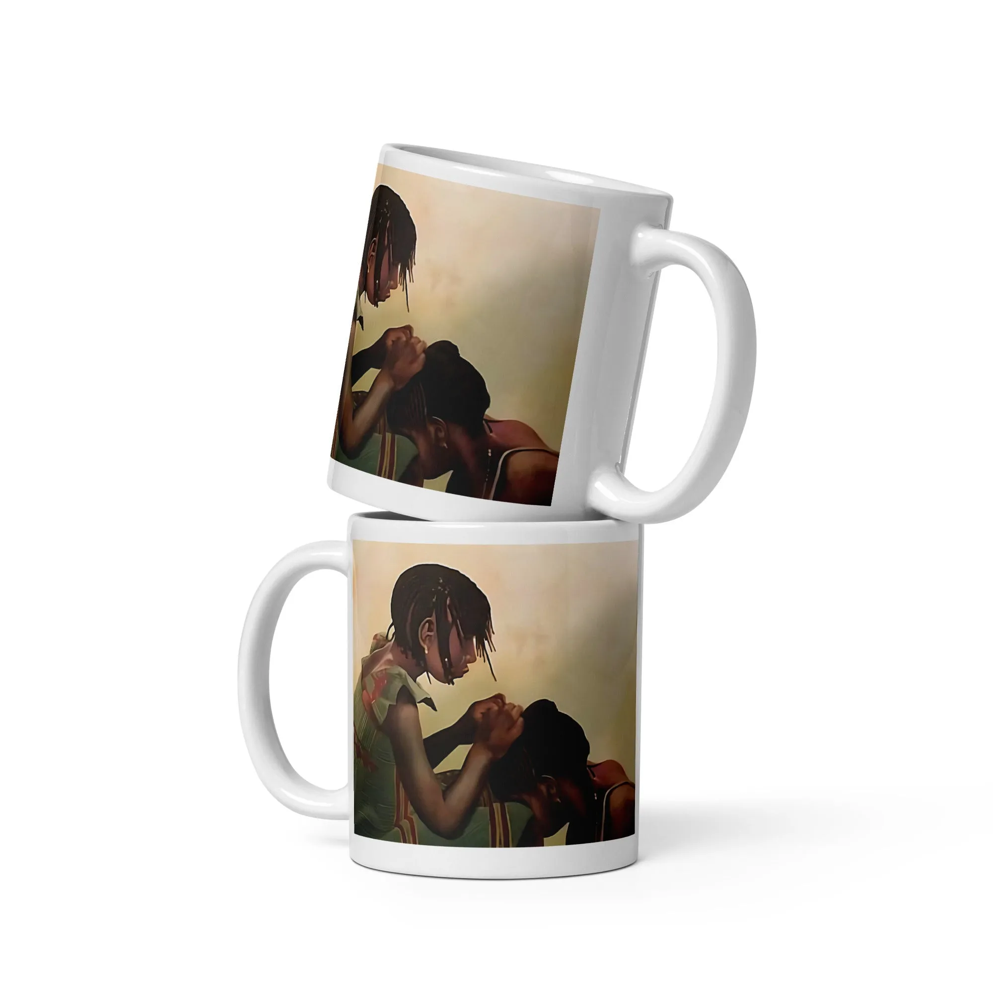 Personal Touch Ceramic Mug / Coffee or Tea Cup / Black Art / African American Art / Black Hair / Braiding / Positive Black Images