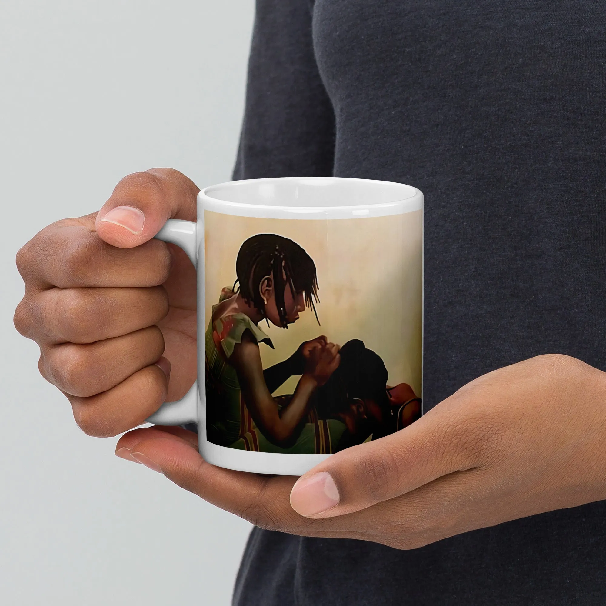 Personal Touch Ceramic Mug / Coffee or Tea Cup / Black Art / African American Art / Black Hair / Braiding / Positive Black Images
